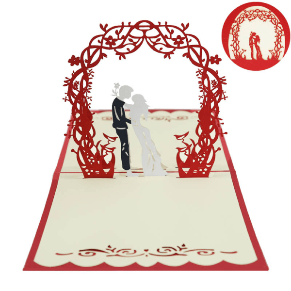 3D-popup-onnittelukortti, 3 kpl 3D-hääkorttia kirjekuorella, me