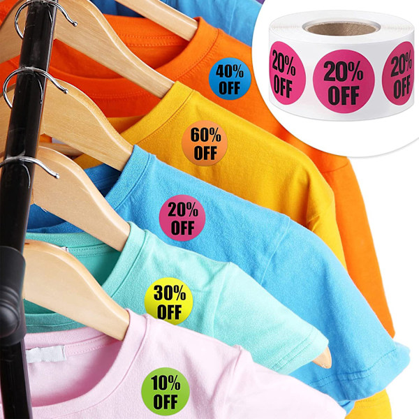 6 kampanjetiketter for rabatterte varer - Permanent Round Pro