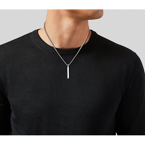 Långt halsband med hänge i rostfritt stål för män