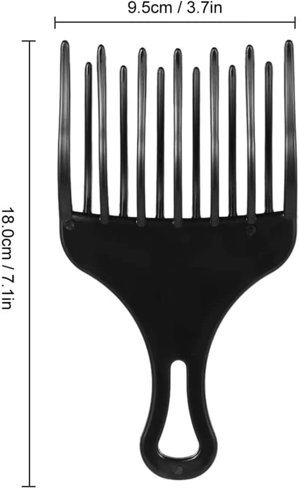 Afrokam, 1 stk krøllhårkam, plastbredtannet afrokam
