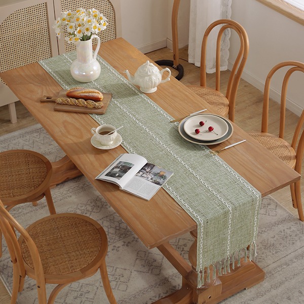 Bordslöpare, Bordslöpare i Bohemisk Stil, 33 x 120 cm, Grön, Polyester, Rustik Gårdshusstil Ta