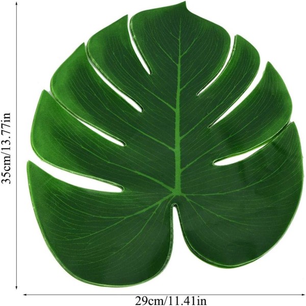 12 st gröna blad plast placemats, tropiska blad, djungelstrand tema, födelsedagsfest, grill