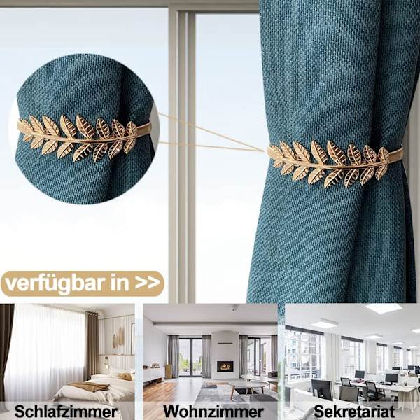 (Guld Blad) 2 Stycken Ljus Lyx Vår Gardin Spänne Rem