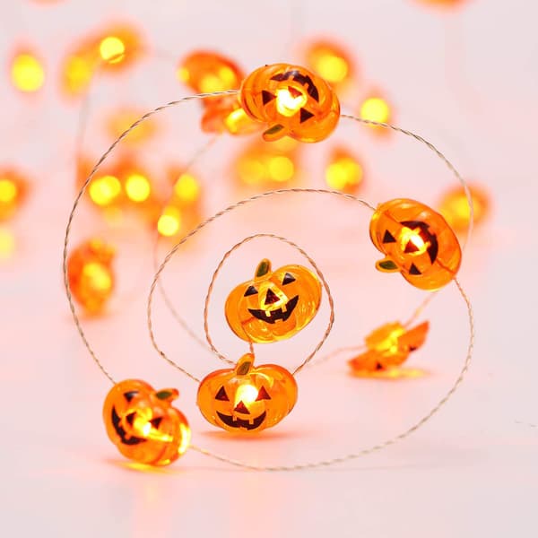 Halloween Pumpa Ljus, 2 Pack 14.7ft 30 LED Batteridriven