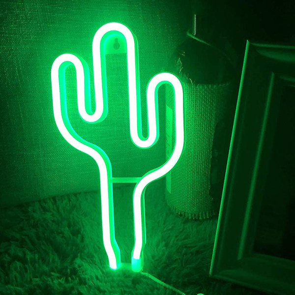 Kaktusformet neonreklame Usb/batteridrevet, akrylveggde