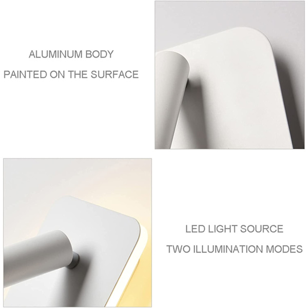 LED-vägglampa, 9W, sänglampa med USB-laddning