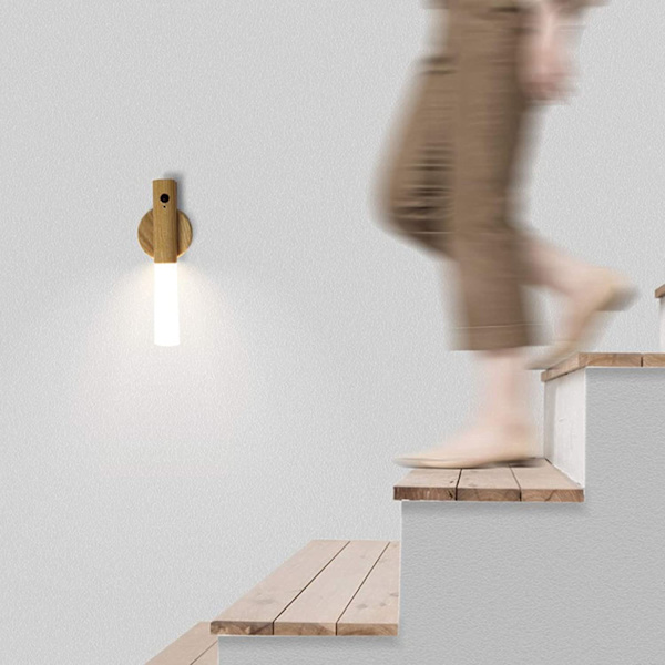 LED-belysning Trævæglampe Retro Batteri Vægskance Bevægelse