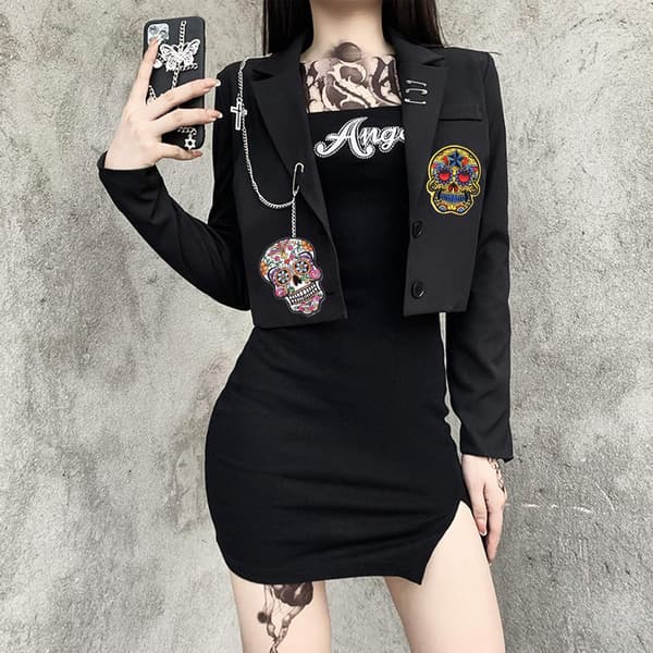 9PCS Broderade Stryk-på Patch Skull Skull Sy-på Patch Strykjärn