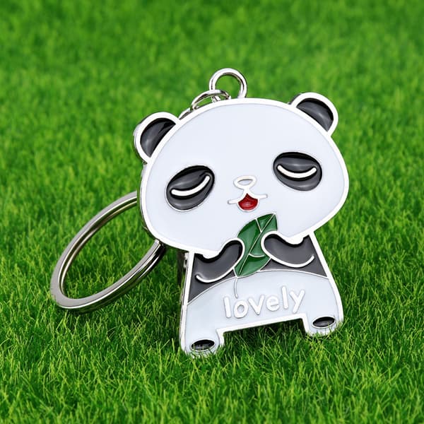 Panda-karhu vauvan kanssa avaimenperä hopeoitu riipus
