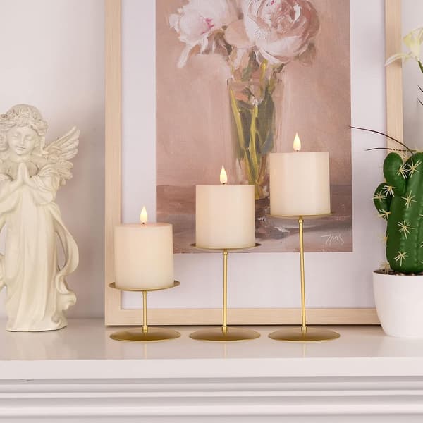 Guld Ljusstakar Set om 3 Candelabra med Järn-3,5\" Diameter