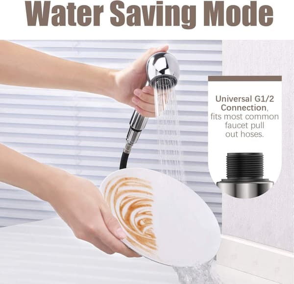 Silver Mirror G1/2 Handdusch Kran Köksduschhuvud Spray