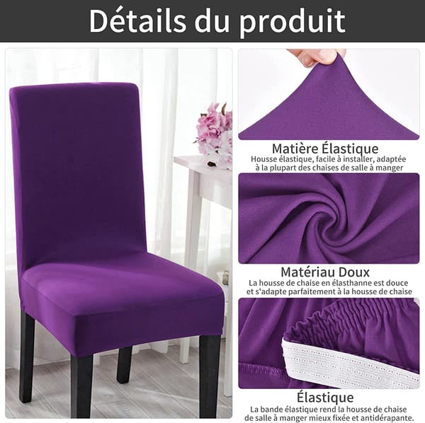 Spandex elastisk stolsöverdrag stretch stolsöverdrag (6 st, lila)