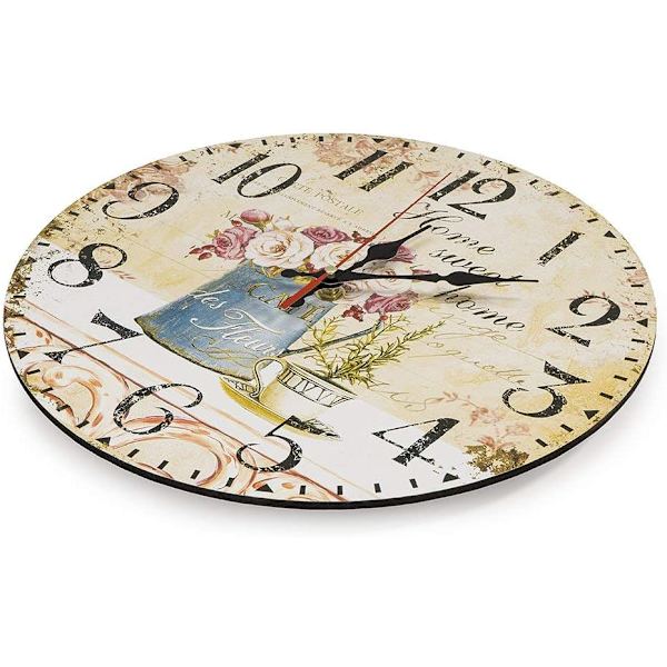 30cm Vintage Rustik Væg Ur, Lydløs Træ Skive Timer Ur f