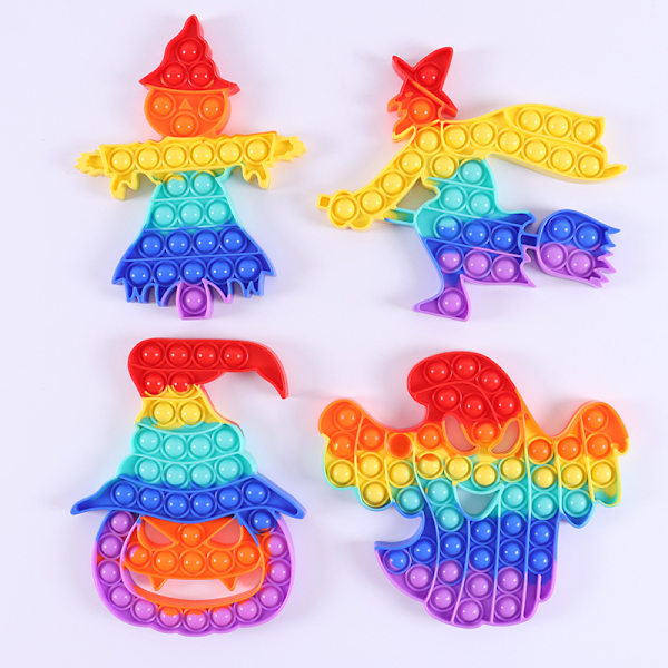 4 stk Halloween Pop Legetøj, Pop Party Favors Scarecrow Pumpkin Gho