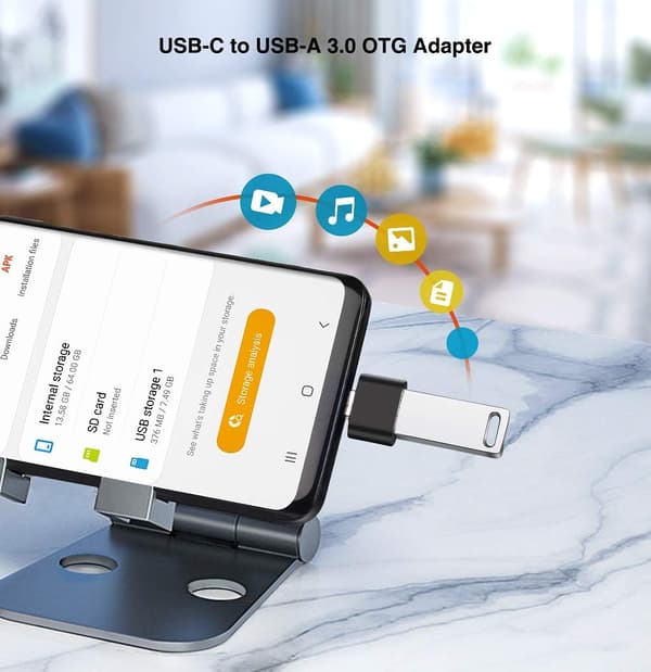 Adapteri (2 kpl) USB C - USB A (OTG) USB Type C -sovitin MacB:lle
