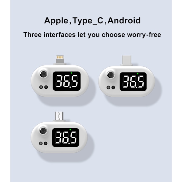 Mobiltelefon USB Smart termometer Bao k8 Berøringsfri infrarød Th