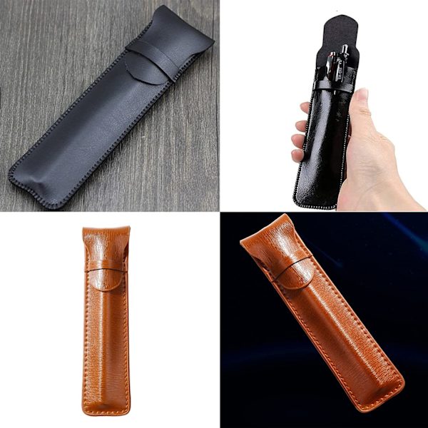 2-pack läderfodral för kulspetspenna, läderpennfodral