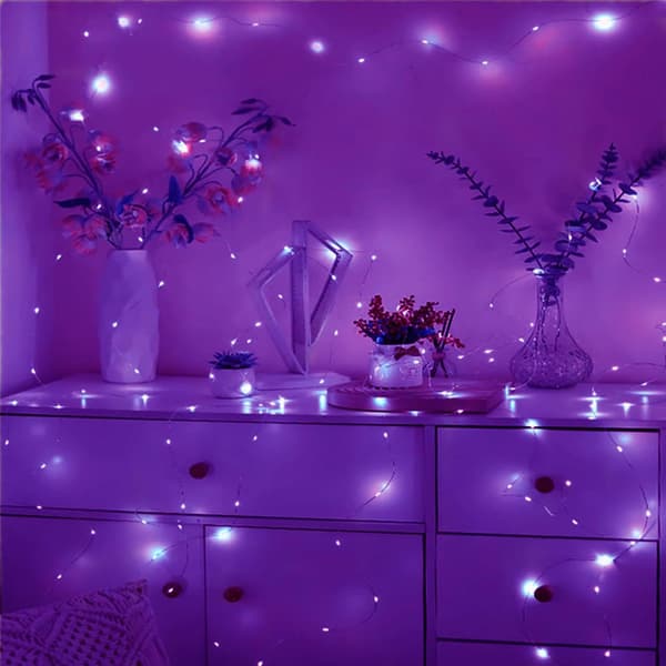 6 kpl, 20 LED-pullolamppua, keijuvalot (violetti)
