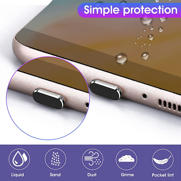 Lämplig för Apple 13 dammplugg iPhone 12 metall strömkontakt 11ProMax vattentät 8Plus telefon universal