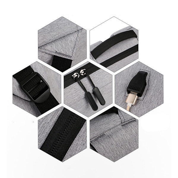 Vedenkestävä universaali reppu USB-portilla, matkalaukku tietokoneelle Liiketoiminta-reppu, musta