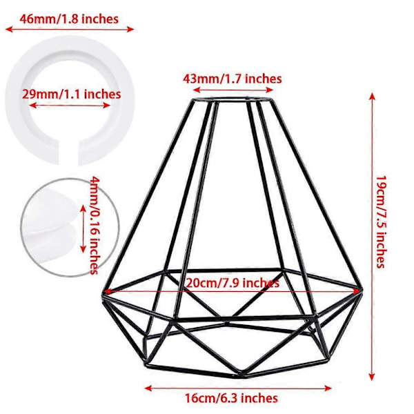 Metall Lampskärm Retro Svart Lampskärm för Kök Matsal Sovrum Hall (Svart)