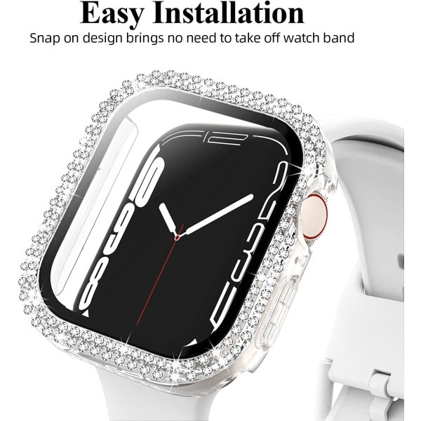 Kompatibel för Apple Watch med skärmskydd i härdat glas Svart/klar 45 mm