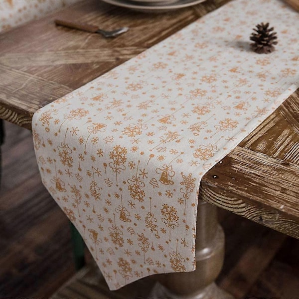 Lyxig Bordslöpare, Varmstämplad Design 30 x 140 cm (Risvit)