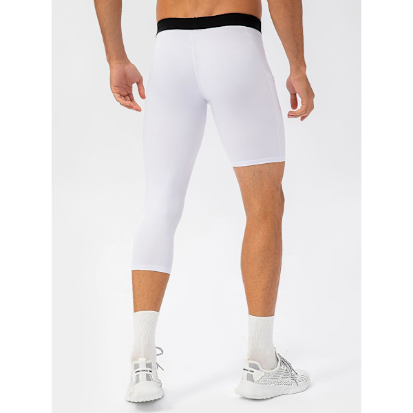 Män Enbens Leggings Kompatibla Basket Sido Fickor Fitness Träning White Medium