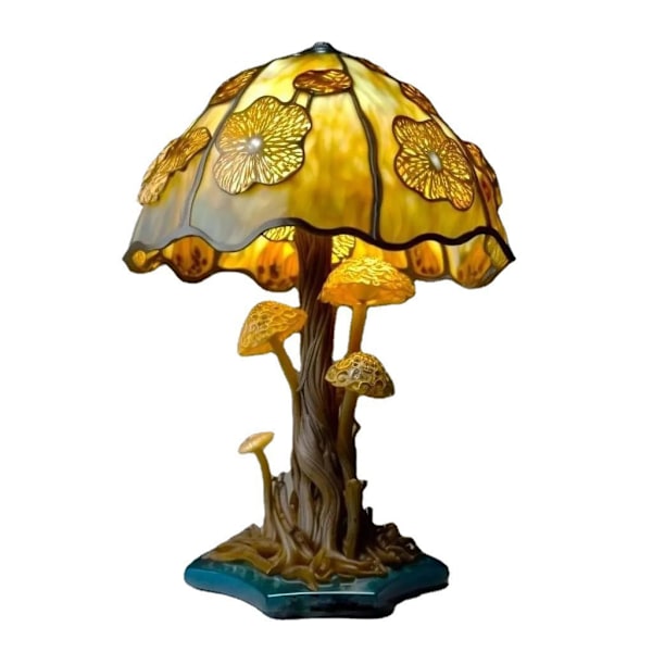 Bordslampa Rosa 15CM Mushroom Glass Plant Series Vägglampa Jul G Yellow flowers