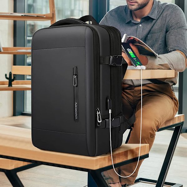 Stor Reseryggsäck Kvinnor, Kabinväska Ryggsäck Män, Vandringsryggsäck 17 inch Laptops J1-black(medium)