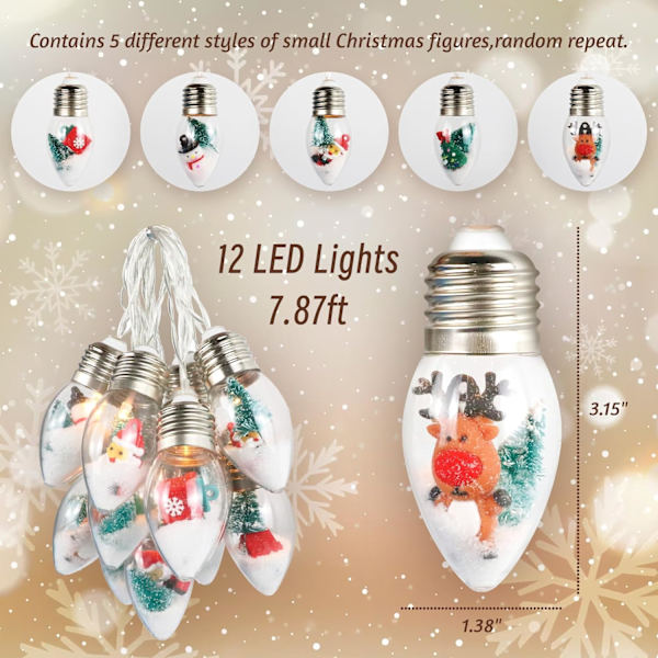 Julbelysning 2Pack 12 LED 7.87ft Juldekorationer String Ligh 1 Pack