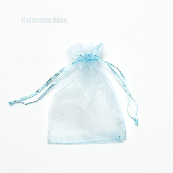 100st 22 Färger 7x9 9x12 10x15 13x18 Cm Dragable Organza Väskor Smycken calamine blue 7x9cm 100pcs