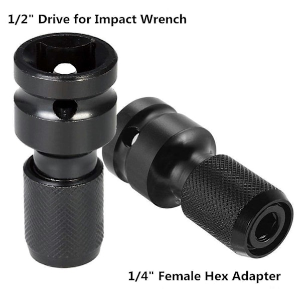 2-pack 1/2\" Fyrkant till 1/4\" Hex Socket Adapter, Snabbkopplings Impact Spärrchuck Converter och Skruvmejsel Bit Hållare Socket