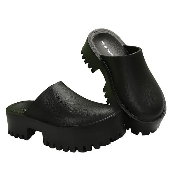 Kvinnors plattform Mules Colgs,Slip on Wedge Tjock sula Colg Tofflor Söt mode semester klackade plattformade sandaler Vatten Strand Komfort Mjuk Sko Black 41
