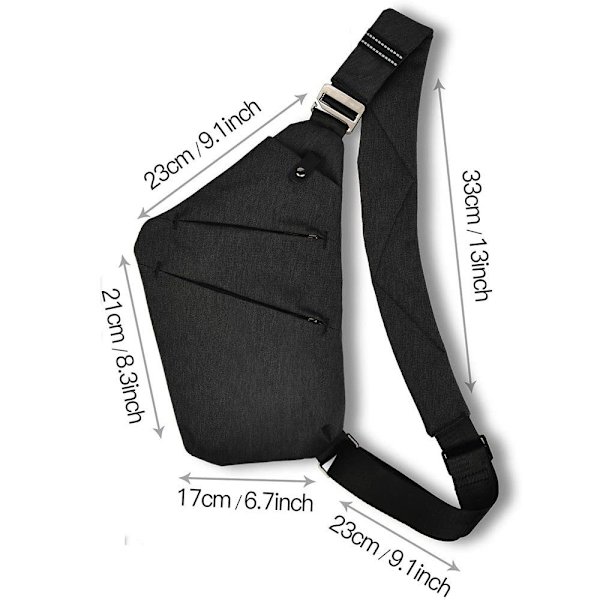 Axelremsväska anti-stöld, vattentät, crossbody, förenkling