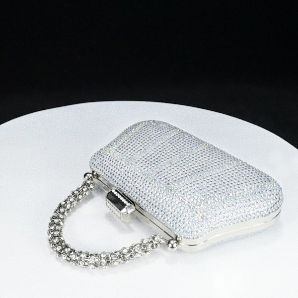 Sculpted Elegance Italiensk Design - Rhinestone Clutch Väska Silver Bröllop Handväska och Skosats sliver 38