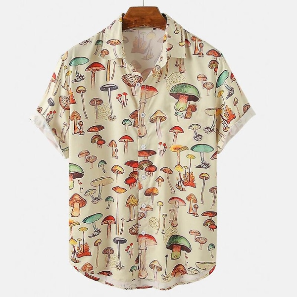 Hawaiiansk sommarskjorta för män med kort ärm, färgglada element M