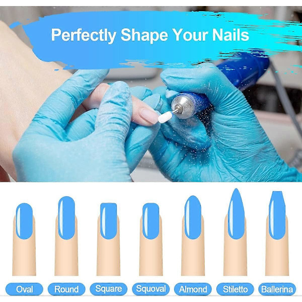 10 Delar Nagelborr Set, 3/32 Keramiska Nagelborrar för Akryl Gel Naglar Sliphuvud Set