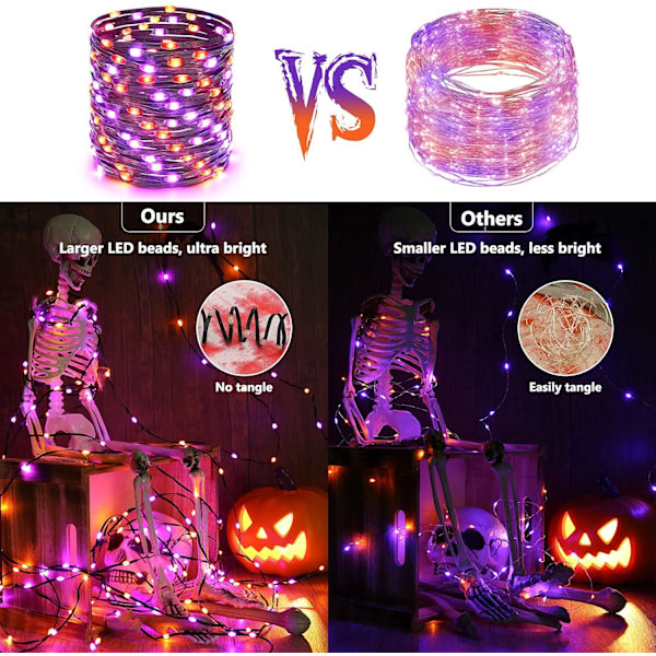 Färgskiftande julbelysning, 269ft 800 LED varmvit & flerfärgad Purple & Orange
