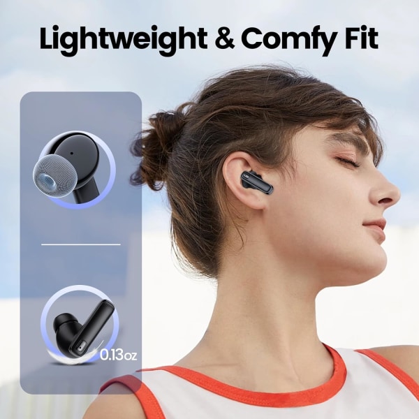 Trådlösa Hörlurar Öronproppar 68H Bluetooth 5.3 Hörlurar med LED-Ström Black