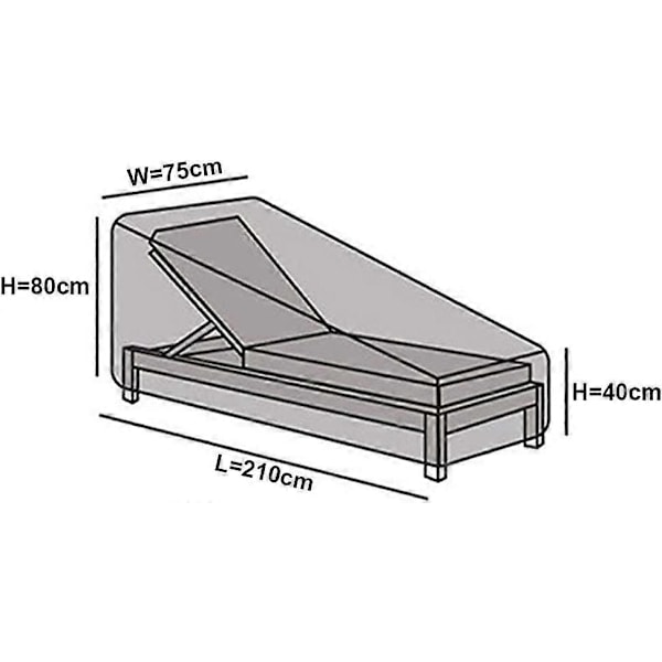Trädgårdsdynöverdrag - Vattentätt trädgårdsdynöverdrag med slitstarkt 210D-material, presenning trädgårdsdyn solstolsöverdrag - (Storlek 208 cm L x 76 cm B