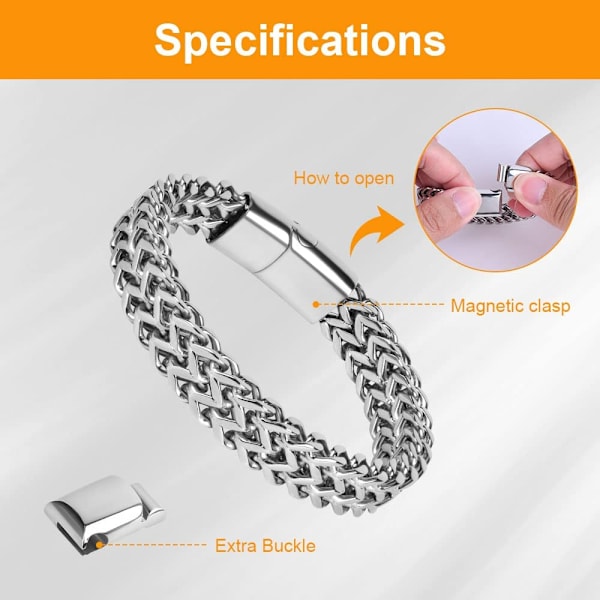 Starkt antikt kubanskt silverarmband för män, mode retro 21 cm T Silver 12MM*22CM