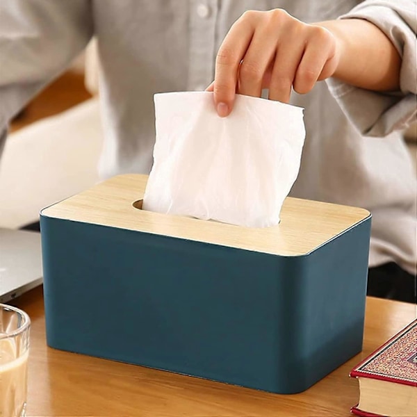 Bambufiber Tissue Box, Rektangulär Tissue Box Badrum Våtservetter Dispenser Våt Tissue Box