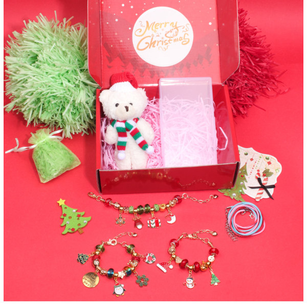 Jultomte Armband Presentask Set DIY Pärlor Flickor Presenter Ålder 7 8 9 1