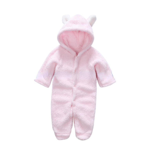 Nyfödda Bebis-Rompers Höst Vinter Varma Fleece Bebis Pojkar Kostym Rosa 9-12M