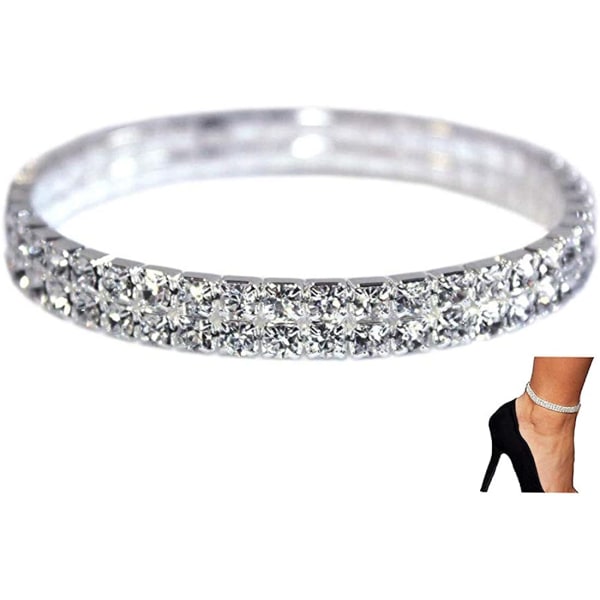 2 st Twinkle Diamond Anklet, Lucbuy Elastisk Blingande Fot Smycke