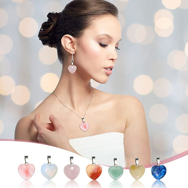 20 st Hjärtformade Stenberlocker Charm Kristall Chakra Pärlor fo 30PC + presentförpackning