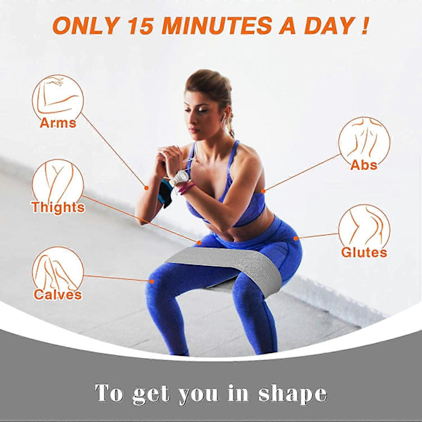 Set med tygmotståndsband (3-pack), träningsband för rumpa, 3 olika motstånd Pilatesband