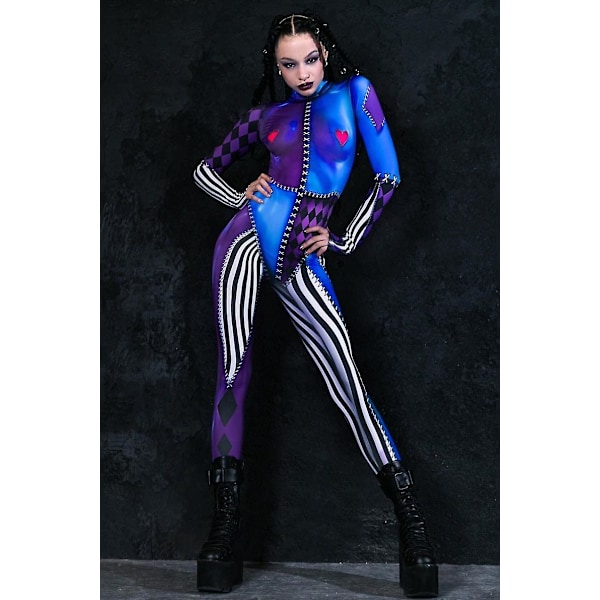 Harlekin Kostym, Halloweenkostym för Vuxna, Halloweenkostym för Kvinnor, Luftakrobatik Kostym, Cirkuskostym, Cosplay Kostym, Harlekin Body S