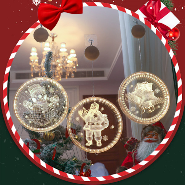 3D julfönsterbelysningsdekorationer - LED Xmas Light för fönster -